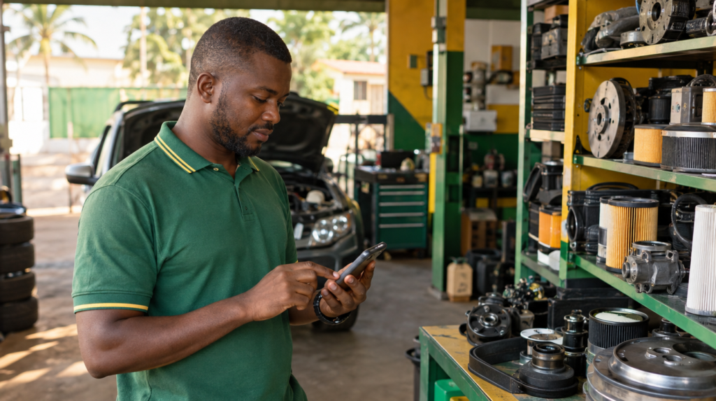 Achat d'une pièce auto en ligne depuis un smartphone en Côte d'Ivoire